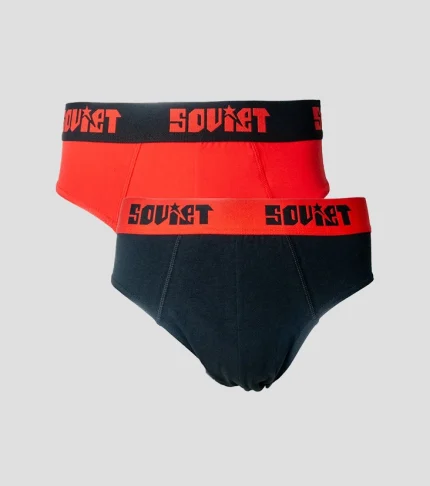 Soviet Mens Slate - Premium Brief Underwear - Black/Red
