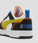 Puma Rebound V6 Lo Starblitz Jr - White-Sea Kelp-Orange Glo - Image 2