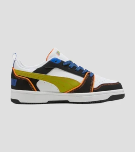Puma Rebound V6 Lo Starblitz Jr - White-Sea Kelp-Orange Glo