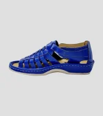 Omega Kgosi : Leather Sandal In Blue Bugatti Soft Saddle