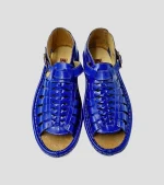 Omega Kgosi : Leather Sandal In Blue Bugatti Soft Saddle