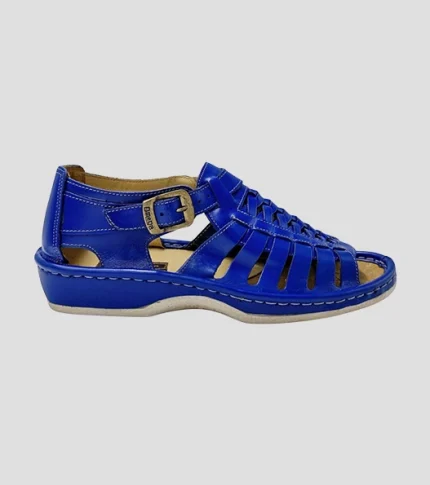 Omega Kgosi : Leather Sandal In Blue Bugatti Soft Saddle