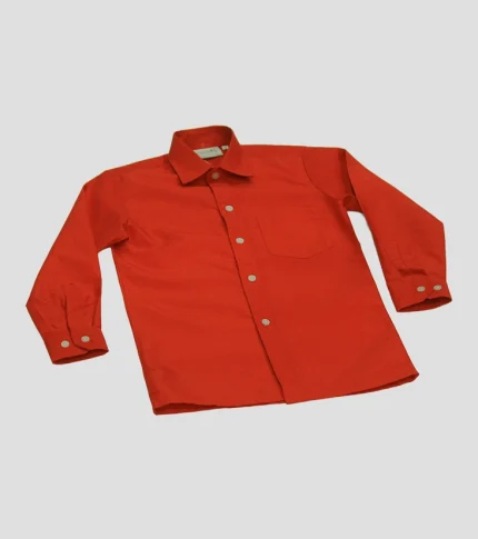 Longsleeve Raised Collar Shirt - Red