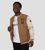 Soviet Mens Teddy - Baseball Jacket - Taupe - Image 2